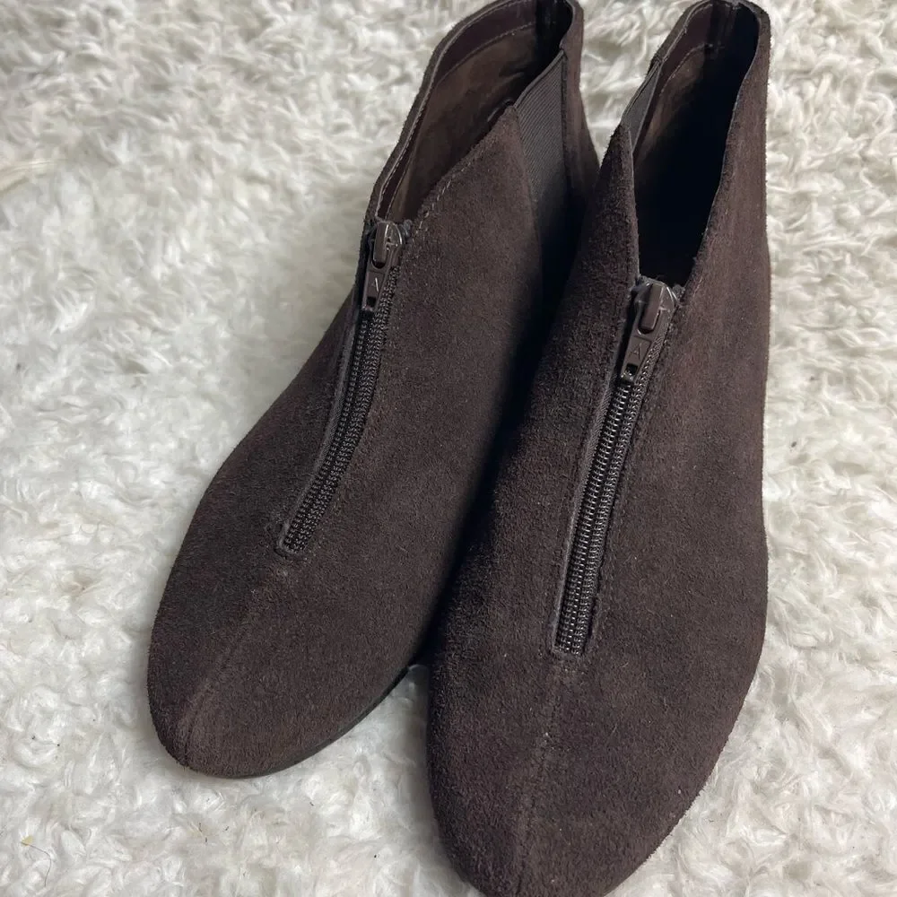 Aerosoles StichnTurn leather suede Brown ankle boots front zipper size 11